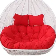 Hanging Basket Chair Cushion, 52-Inch Double Egg Swing Replacement for 2-Person Wicker Rattan Hammock, Washable and Sun-Resistant (Red)