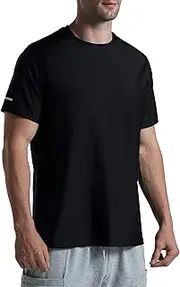 [THE GYM PEOPLE] Men's Cooling Ice Silk Running Shirts Quick Dry Short Sleeve Athletic Gym T-Shirts UPF 50+ Outdoor Workout Tshirts