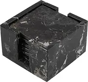 Radicaln Marble Coaster Set with Holder 3.5" Inches Black Square Handmade Car Coasters for Cup Holders Set of 6 Drink Coasters for Table Coffee Mug & Tea Cup