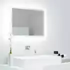 NNEVL LED Bathroom Mirror High Gloss White 60x8.5x37 cm Chipboard
