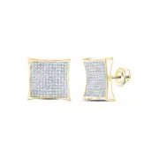 10kt Yellow Gold Womens Round Diamond Kite Cluster Earrings 7/8 Cttw