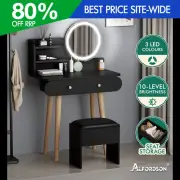 ALFORDSON Dressing Table Stool Set Makeup Mirror Vanity LED Light Black