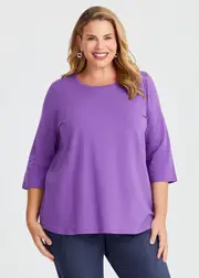 [Virtuelle] Taking Shape Good Earth Australian Cotton 3 / 4 T-shirt Size 26 in Purple Sapphire - Plus Size Women's Clothing Purple Sapphire