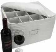 Sorbus Stemware Storage Chest - Deluxe Quilted Case with Dividers Service for 12