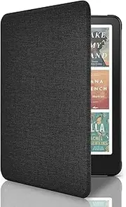 Slimshell Case Cover with Hand Strap Belt for 7" All-New Kindle Paperwhite 12th 2024 or Kindle Paperwhite Signature Edition 2024, Smart Shell with Auto Sleep/Wake -Black Fabric Texture