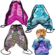 ArtCreativity Flip Sequin Mermaid Tail Bags, Set of 3, Mermaid Tail Drawstring B