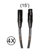4 Pack Roland Black Series Heavy-Duty XLR to XLR Balanced Microphone Cable (15')
