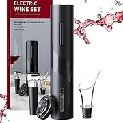 Electric Wine Opener 4-in-1 Set, Vacuum Wine Stopper, Pourer, Foil Cutter, Corkscrew, Battery Operated, Wine Aerator, Easy Wine Cork Removal to Storage(SGS)