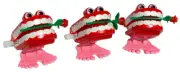 3 Funny WALKING CHATTERING TEETH Small Wind Up Joke Feet Toy Rose Mouth Eyes Box