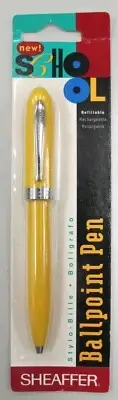 Sheaffer School Ballpoint Pen Yellow & Silver Trim New In Box Made In USA