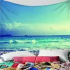 Sandy Beach Blue Sea Spray 3D Wall Hang Cloth Tapestry Fabric Decorations Decor