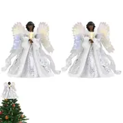 2pcs 2D Angel Christmas Tree Topper Fairy Ornament 25cm Xmas Tree Top Decoration-Black