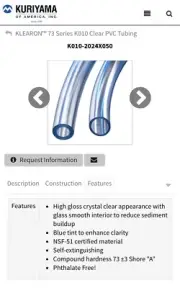 Clear PVC Tubing 1-1/4 Inner 1-1/2 Outer 50ft Rolls. Part#K010-2024X50 Kuri Tec