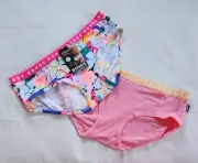 Bonds WUDRW 36K Ladies Hipster Boyleg Brief 2 Pack Floral Plain Size 10 New