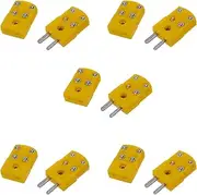 VENEKA 5X Yellow Plastic K Type Thermocouple Plug Socket Connector Set