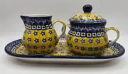 Polish Pottery Cream & Sugar Set - Sunburst - New with Tags