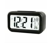 Digital Bedside LED Snooze Alarm Clock Time Temperature Day/Night Desktop Black
