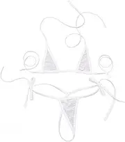 [ZTie] Women’s Sheer Extreme Swimsuit Bikini Halterneck Top and Tie Sides Micro Bikini Thong Sets