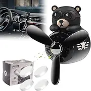 Jimtyee Car Air Freshener Cute Cartoon Bear Pilot Car Diffuser Rotating Propeller Automotive Air Outlet Fan Creative Car Perfume Decoration Cool Car Accessories