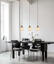 CHAMPAN: Bronze Amber Ellipse Multiple Bar Base Pendant Lights