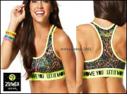 Zumba Sparks Fly Scoop Bra Top "Caution" w Z Dri & Comfy Fit -Rare EliteZear M L