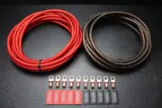 4 GAUGE WIRE 100FT RED 100 FT BLACK SUPERFLEX 10PCS COPPER 5/16 RING HEATSHRINK