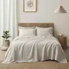 Bedding Linen Bed Sheets Set - 100% Pure Flax Linen Sheets Queen Size Stone Wash