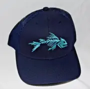 Outdoor Cap Bone Fish Logo One Size Adjustable Mesh Back Navy Blue NEW