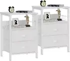 Set Of 2 Nightstand with 3 Drawers Modern Bedside Table Organizer Side End Table