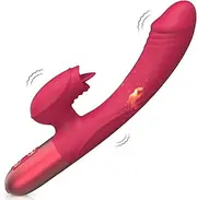 Rabbit Vibrator Dildo for Women Vaginal Health,G Spot Vibrator with Tongue Licking 10 Vibration Realistic Anal Vibrating Dildo for Women Clitoral Clit G Spot Stimulation