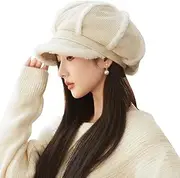 [YSKIZA] Corduroy Winter Newsboy Caps Paperboy Cabbie Hats Beret with Brim Visor Women