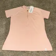 NWT Lady Hagen Women’s Short Sleeve Polo 1/4 Zip Shirt Size XS Blushing Peach