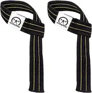 EliteFTS 25" Yellow Jacket Wrist Strap Black/Yellow Lines - Lifting Wrist Straps for Weightlifting, Bodybuilding, Powerlifting, Strength Training, & Deadlifts
