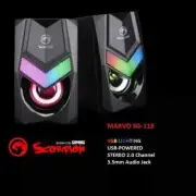 MARVO USB Wired Stereo 2.0 Compact Mini RGB Laptop Computer Gaming Speakers