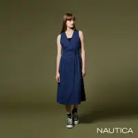 在飛比找Yahoo奇摩購物中心優惠-NAUTICA女裝 交叉V領無袖洋裝-深藍