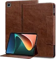 [Rosbtib] Case for Samsung Galaxy Tab S6 Lite 10.4 2024/2022/2020, PU Leather Protective Case with Stand Function, Card Slot, Magnetic Clip with Cat Ear Graphic, Galaxy Tab S6 Lite, Brown