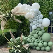 Sugoiti Balloon Arch Kit Green, Gray, White Colors Latex Balloon 147PCS