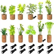 Tallew 12 Pcs Cute Succulents Car Decor Air Freshener Plant Artificial Plant Vent Accessories Vent Clip Decoration for Your Car Refrigerator, Green