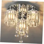 Semi Flush Mount Ceiling Light, 3-Light Close to Circular Shade 3-Lights Chrome