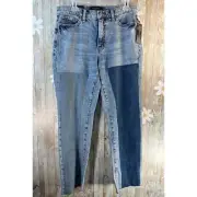 Banana Republic Women's Jeans Sz 10 Blue Patchwork High Rise Denim Ankle Length