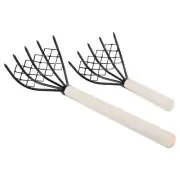 2Pcs 5-Tine Claws Hand Rake Shell Clam Digger Dig Seafood Rake with Mesh Net
