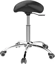Saddle Stool with Wheels,PU Leather 360° Rolling Chair,Adjustable Height 53-73cm,for Beauty Clinic Home and Office Use,Bearing Weight 440lbs