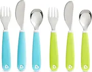 Munchkin® Splash™ Toddler Fork, Knife and Spoon Utensil Set, 6 Pack, Blue/Green