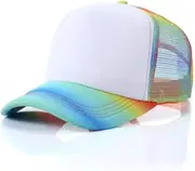[SCCFMM] 10 Pack Sublimation Blank Colorful Trucker Hat Mesh Bulk Sublimation Print DIY Logo Hats Adjustable Baseball Cap for Men Women, White, Medium