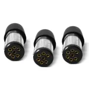 Elinz Trailer Plug 7 PIN Small Round Metal Connector Adaptor Socket Car Caravan Boat x3