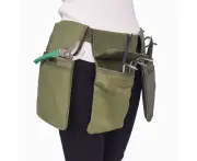 Garden Tool Belt Gardening Utility Belt for Home Improvement and Housekeeping Waist Canvas Organizer Bag - Green