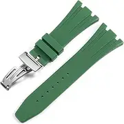 AEMALL for AP Royal Oak Offshore 15400/15202/15703 Rubber Silicone Watch Strap Men Watch Strap Accessories 27mm 28mm (Color : Green Silver, Size : 27mm)