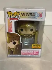 Funko POP DC WW84 Wonder Woman Golden Armor Shield Hot Topic Exclusive #329 CASE