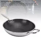 Wok Pan 304 Stainless Steel Stir Fry Wok Round Non Stick Honeycomb Skillet De HG