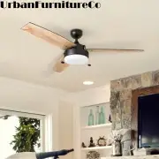 Dimmable LED Indoor Ceiling Fan 3-Lights Barnwood Dark Walnut Blades Bronze 52"
